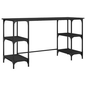 vidaXL Bureau 140x50x75 cm metaal en bewerkt hout zwart