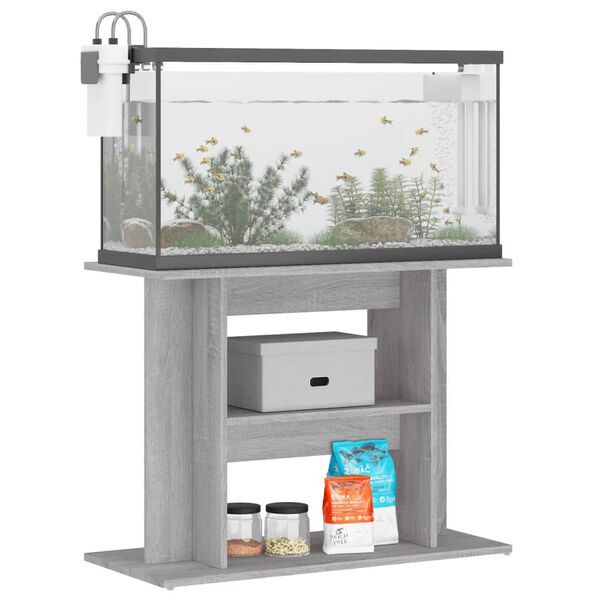 vidaXL Aquariumstandaard Sonoma Grijs 80x35x60 cm Bewerkt Hout