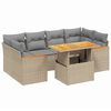 vidaXL 7-delige Loungeset met kussens poly rattan beige