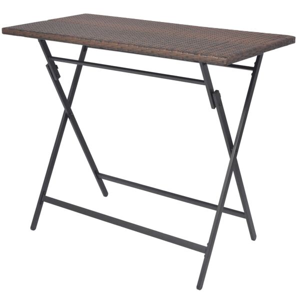 vidaXL 5-delige Tuinset inklapbaar staal poly rattan bruin