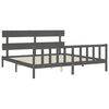 vidaXL Bedframe met hoofdbord massief hout grijs 200x200 cm