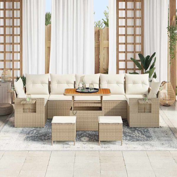vidaXL Tuin Sofa Set 10 pcs beige en cr&egrave;mekleurig 90 x 55 x 71 cm