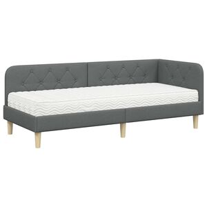 vidaXL Hoekbedframe Donkergrijs 80 x 200 cm Stof
