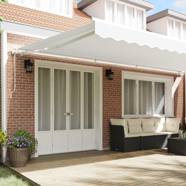 vidaXL Inklapbaar Zonnescherm Wit 600 &times; 300 cm Stof