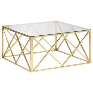 vidaXL Salontafel roestvrijstaal en gehard glas goudkleurig