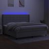 vidaXL Boxspring met matras en LED stof lichtgrijs 200x200 cm