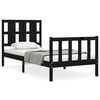 vidaXL Bedframe met hoofdeinde massief hout zwart 90x190 cm