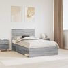 vidaXL Bedframe Grijs Sonoma 135 x 190 cm Massief grenenhout