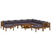 vidaXL 11-delige Loungeset met kussens massief acaciahout
