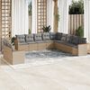 vidaXL 11-delige Loungeset met kussens poly rattan gemengd beige