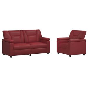 vidaXL Bankstel 2 pcs Wijnrood Kunstleer