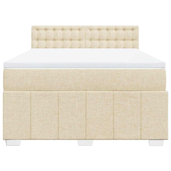 vidaXL Boxspring met matras stof cr&egrave;mekleurig 140x190 cm