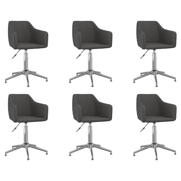 vidaXL Eetkamerstoelen draaibaar 6 st stof donkergrijs