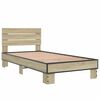 vidaXL Bedframe bewerkt hout en metaal sonoma eikenkleurig 90x190 cm