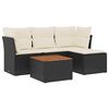 vidaXL 5-delige Loungeset met kussens poly rattan zwart