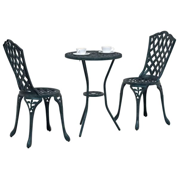 vidaXL Tuin Bistro Set 3 pcs Groen Aluminium