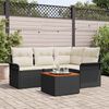 vidaXL Tuinbankenset met kussen 5 pcs Zwart poly rattan