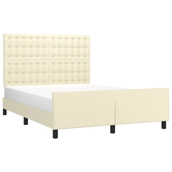 vidaXL Bedframe met hoofdbord kunstleer cr&egrave;mekleurig 140x200 cm