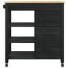 vidaXL Keuken Trolley Zwart 88,5 x 40 x 84 cm Massief Vurenhout
