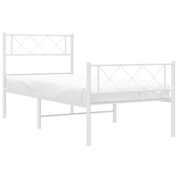 vidaXL Bedframe met hoofd- en voeteneinde metaal wit 80x200 cm