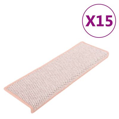 vidaXL Trapmatten zelfklevend 15 st sisal-look 65x21x4 cm rood