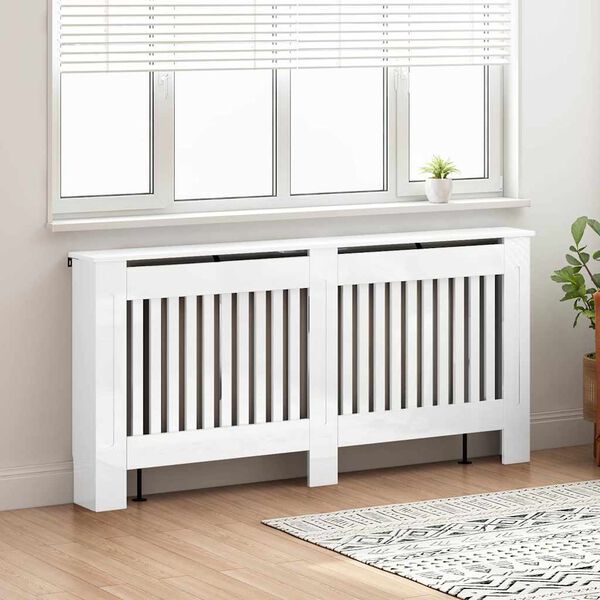 vidaXL Radiatorafdekking Hoogglans wit 172 x 19 x 81,5 cm Bewerkt hout