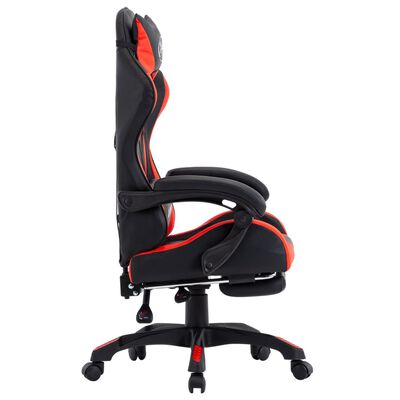 vidaXL Racestoel met voetensteun kunstleer rood en zwart