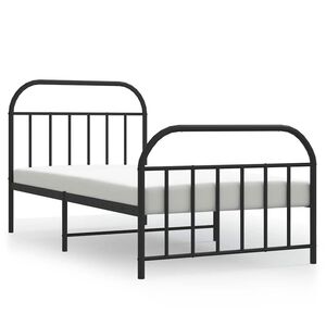 vidaXL Bedframe met hoofd- en voeteneinde metaal zwart 100x200 cm