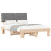 vidaXL Bedframe met Gevoerd Hoofdgedeelte Naturel en lichtgrijs