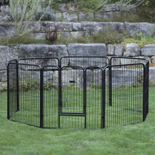 Kerbl Buitenren met deur voor huisdieren zwart