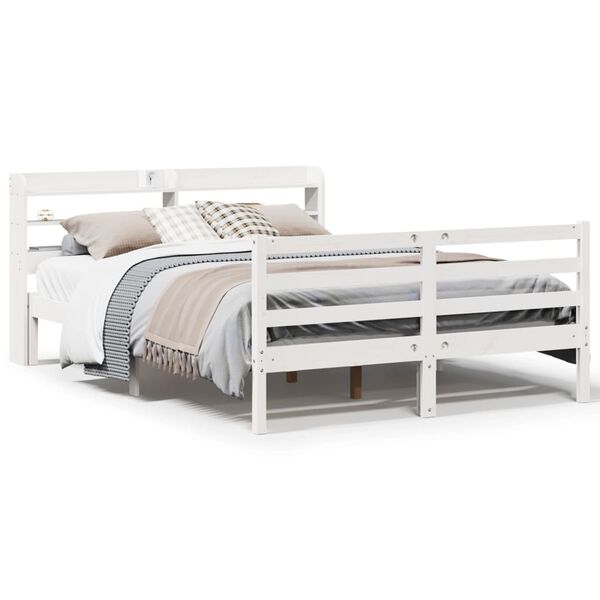 vidaXL Bedframe met hoofdeinde zonder matras 160x200 cm wit