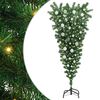 vidaXL Op-onderste-boven Kunstkerstboom met Ballenset Groen 120 cm PVC