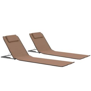 vidaXL Strandmatten inklapbaar 2 st staal en stof bruin