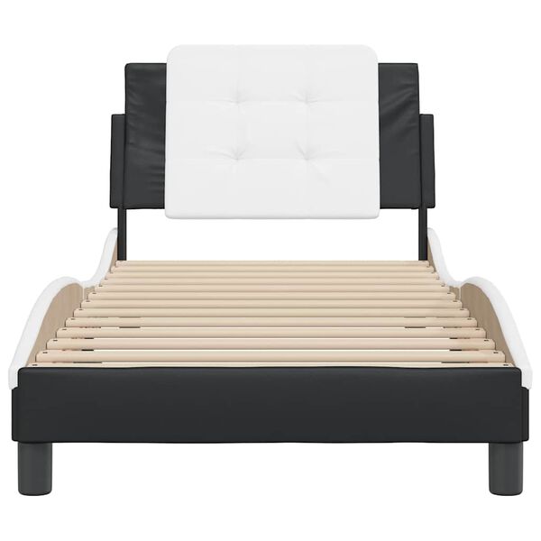 vidaXL Bedframe zonder matras "Zadar" kunstleer zwart en wit 100x200 cm