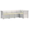 vidaXL 5-Zits Tuin Sofa met Kussens Rattan Look PP Wit