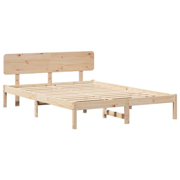 vidaXL Bedframe met hoofdeinde Naturel 160 x 200 cm Massief grenenhout