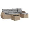 vidaXL 6-delige Loungeset met kussens poly rattan beige