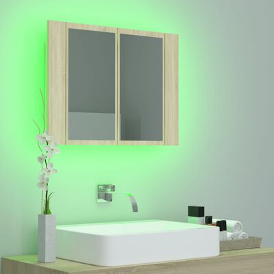 vidaXL Badkamerkast met spiegel LED 60x12x45 acryl sonoma eikenkleurig