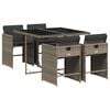 vidaXL 5-delige Tuinset met kussens poly rattan grijs