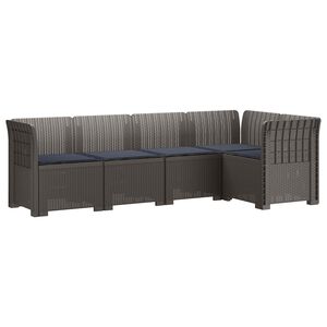vidaXL 5-Zits Tuin Sofa met Kussens Rattan Look PP Lichtgrijs