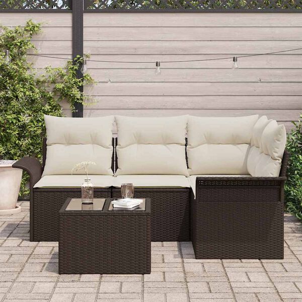 vidaXL Tuin Sofa Set met opslag 5 pcs Bruin poly rattan