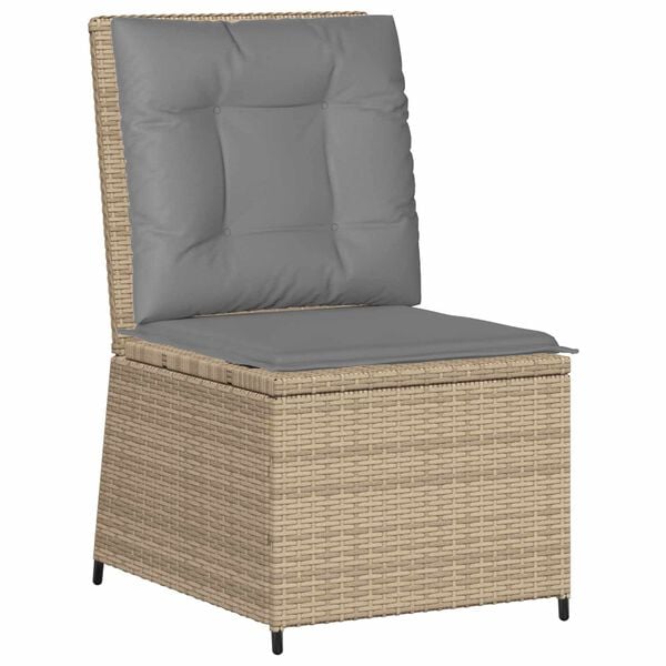 vidaXL Tuinbank met kussen Beige en Grijs poly rattan