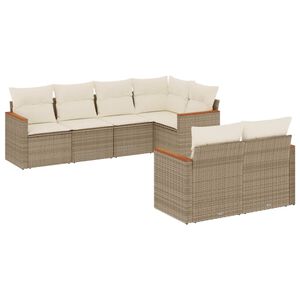 vidaXL 7-delige Loungeset met kussens poly rattan beige