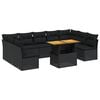 vidaXL 10-delige Loungeset met kussens poly rattan zwart