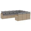 vidaXL 10-delige Loungeset met kussens poly rattan beige