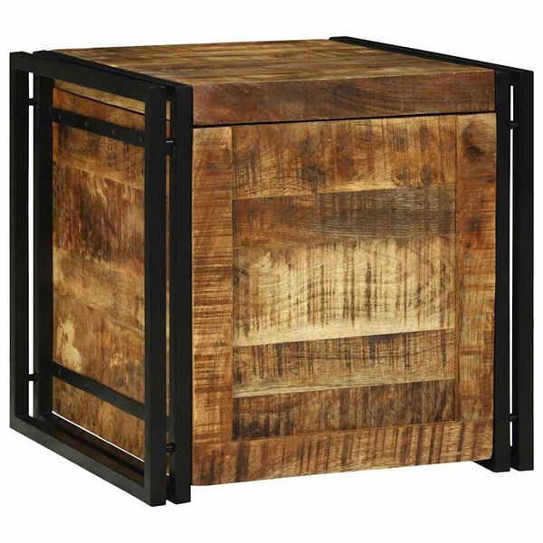 vidaXL Opbergbox Bruin en zwart 50 x 50 x 50 cm Ruw Mango Hout