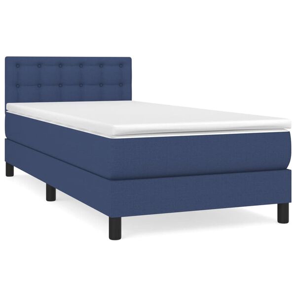 vidaXL Boxspring met matras stof blauw 80x200 cm