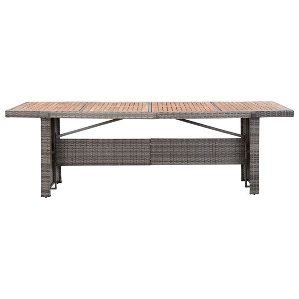 vidaXL Tuintafel 240x90x74 cm poly rattan en massief acaciahout