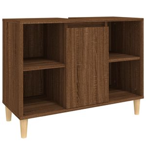 vidaXL Wastafelkast 80x33x60 cm bewerkt hout bruin eikenkleur