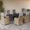 vidaXL 7-delige Tuinset met kussens poly rattan beige